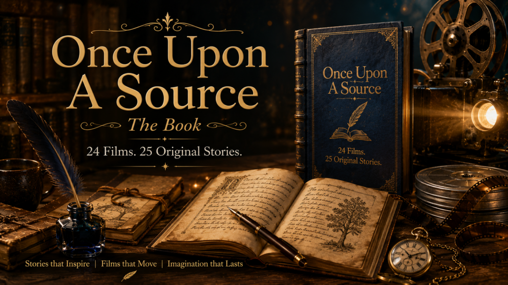 Once Upon A Source book featuring 24 films and 25 original stories with vintage books and classic filmmaking imagery