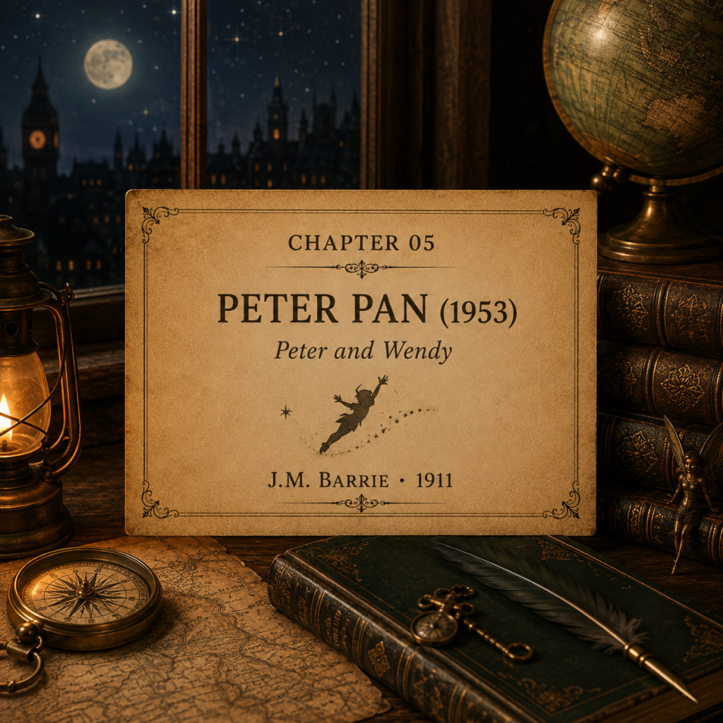 Once Upon A Source Chapter 05 — Peter Pan (1953), exploring its literary origins in J. M. Barrie’s Peter and Wendy, published in 1911.