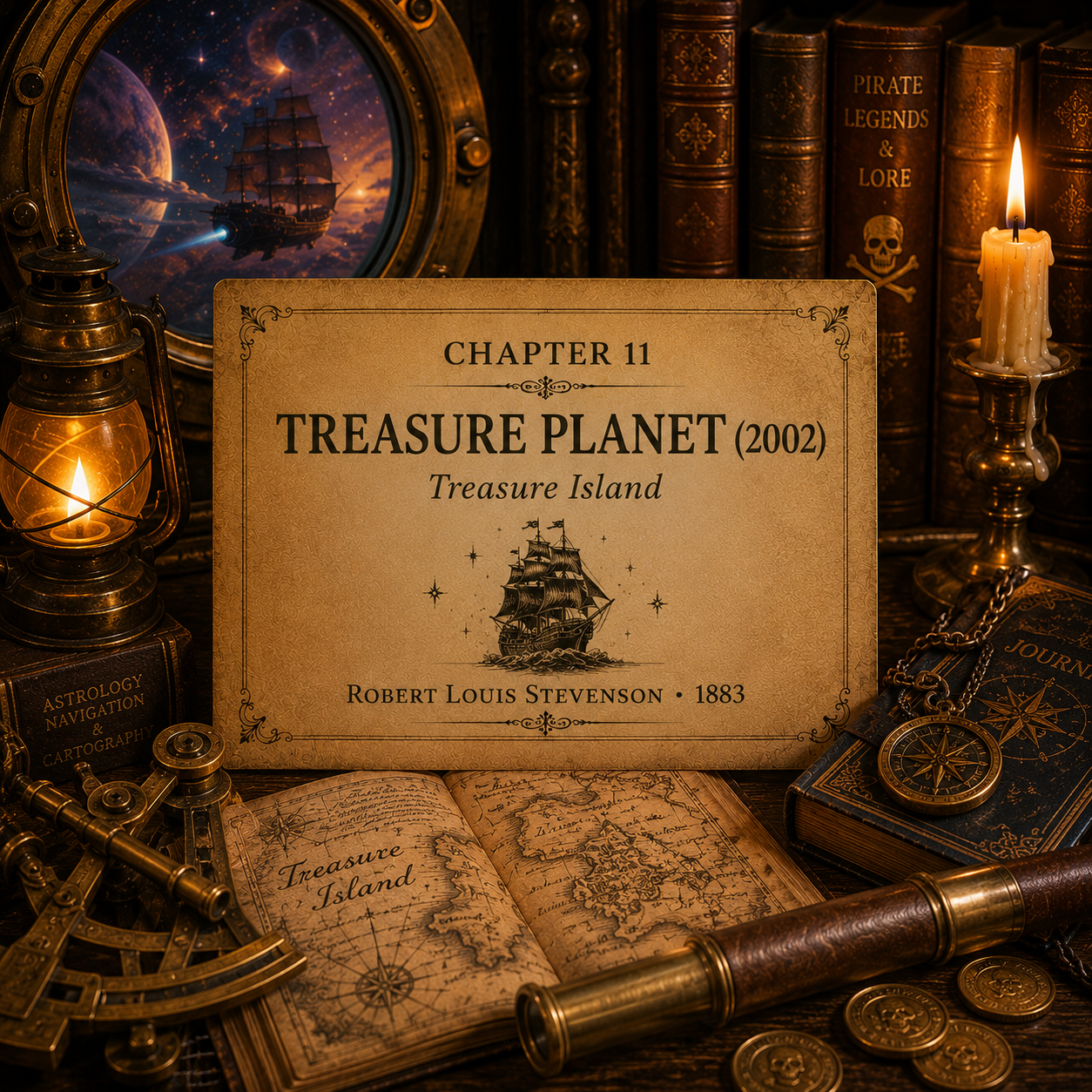 Once Upon A Source Chapter 11 — Treasure Planet (2002), exploring its literary origins in Robert Louis Stevenson’s classic adventure novel Treasure Island (1883).