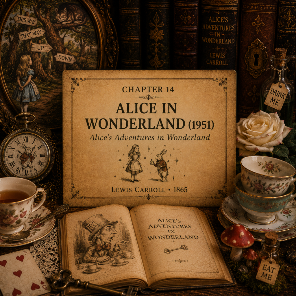 Once Upon A Source Chapter 14 — Alice in Wonderland (1951), exploring its literary origins in Lewis Carroll’s Alice’s Adventures in Wonderland (1865).