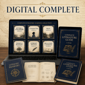 Once Upon a Source Digital Complete Bundle featuring digital literary-analysis workbooks, an e-book, and a Literary Passport.