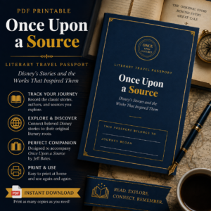 Once Upon a Source Literary Travel Passport printable PDF companion for exploring classic stories, authors, and their original literary sources.