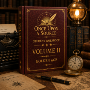 Once Upon A Source Volume II – Golden Age student workbook featuring classic literature, storytelling, reading comprehension, and literary analysis.